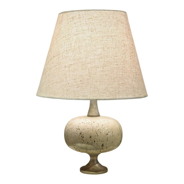 French Art Deco Travertine Table Lamp For Sale