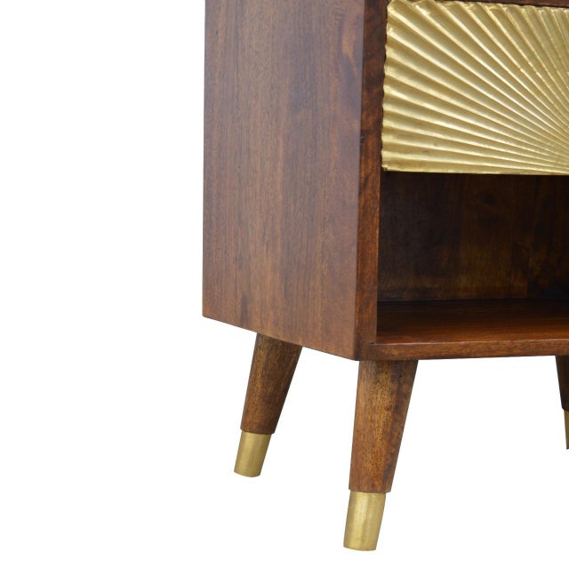 Wood Mango Wood Nightstand With Brass Drawer Front For Sale - Image 7 of 8