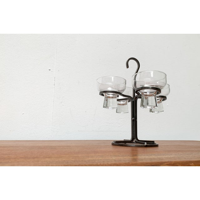 Danish Metal and Glass Candleholder, 1960s, in Very Good conditions. Designed 1960 to 1969
