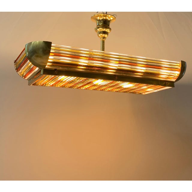 Art Deco Ceiling Light with Murano Brass Rods, 1940s For Sale - Image 8 of 10
