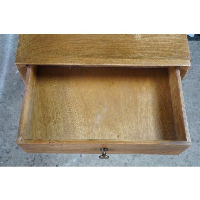 Organic Modern Mango Wood 2 Drawer Side End Accent Table Nightstand MCM For Sale - Image 12 of 18