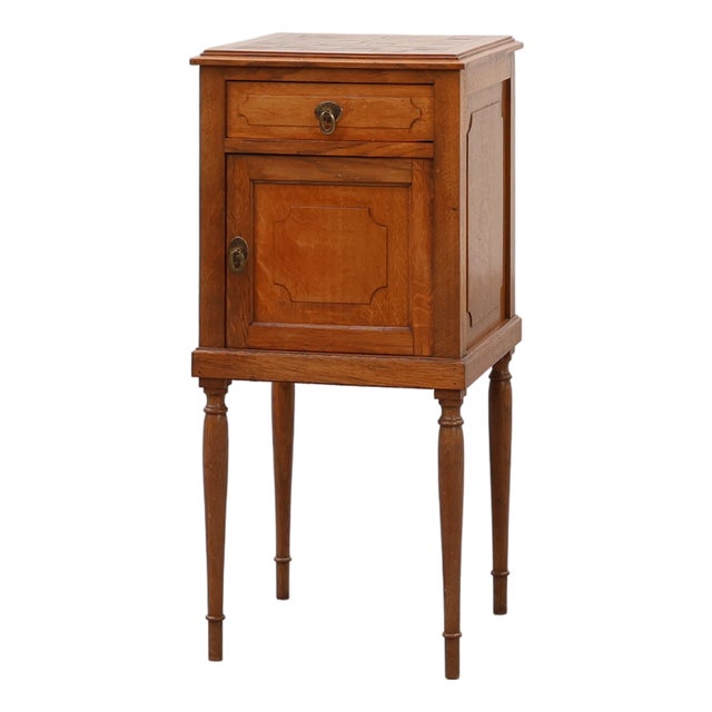 Art Deco Nightstand in Oak with Turned Legs, France, 1920 For Sale