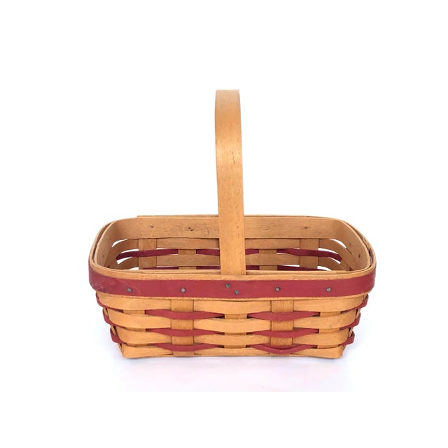 Wood Vintage Handwoven Wooden Longaberger Basket For Sale - Image 7 of 11