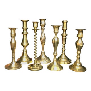 Brass Polished Candle Holders Vintage Party / Wedding / Holiday Candlesticks 7 * For Sale
