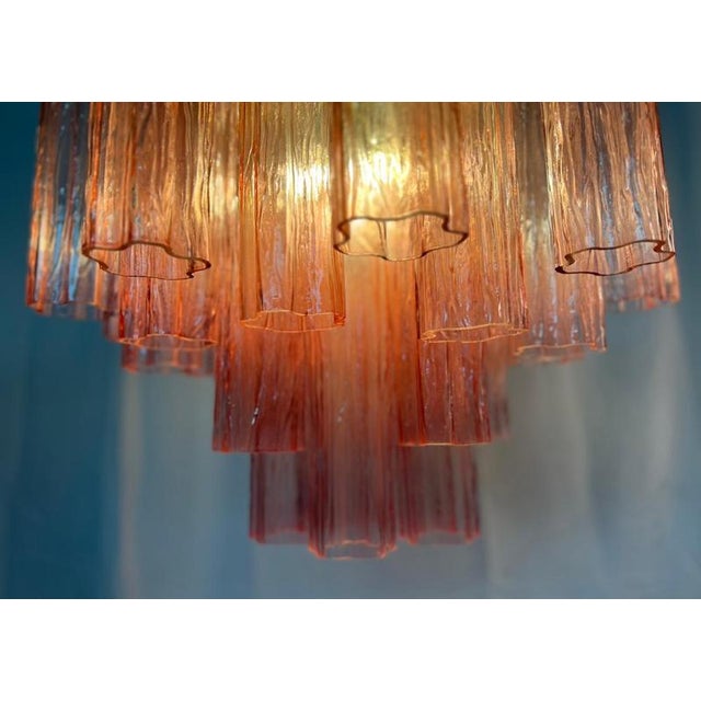 Pink Glass Tube Chandelier, Murano, 1970s For Sale - Image 9 of 18