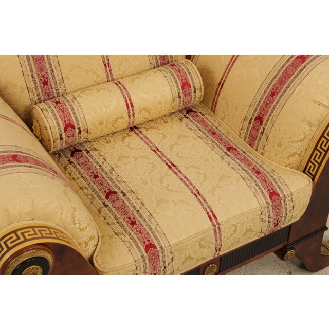 Brown Versace Italian Upholstered Mahogany Chair For Sale - Image 8 of 14