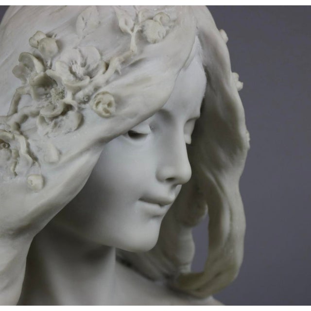 Late 20th Century Art Nouveau 23" Composition Statue Portrait Bust of Le Printemps Spring For Sale - Image 9 of 12