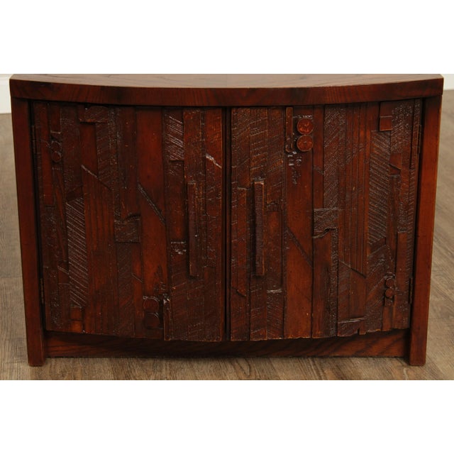 Lane Mid Century Brutalist Pueblo Cabinet Nightstands - A Pair For Sale - Image 9 of 12