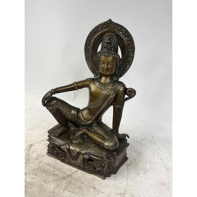 Nepalese Artist, Buddhist Deity Statue of Indra, 1890s-1910s, Bronze For Sale - Image 6 of 11