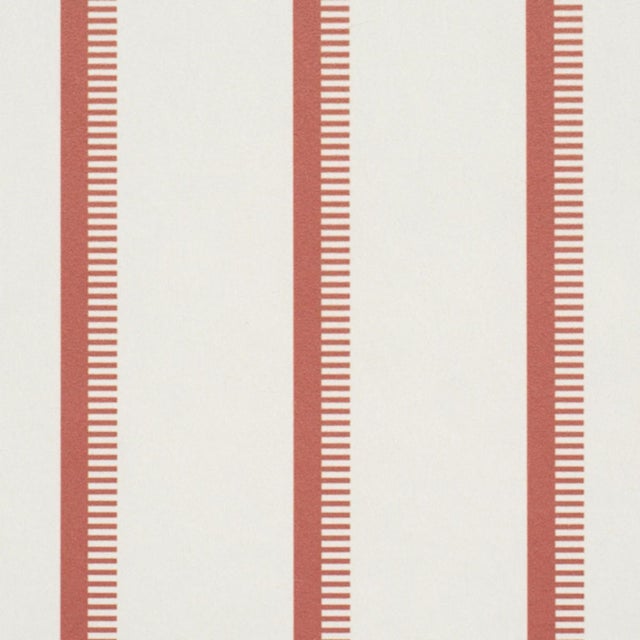 Traditional Schumacher Tyla Stripe Wallcovering In Terracotta For Sale - Image 3 of 6