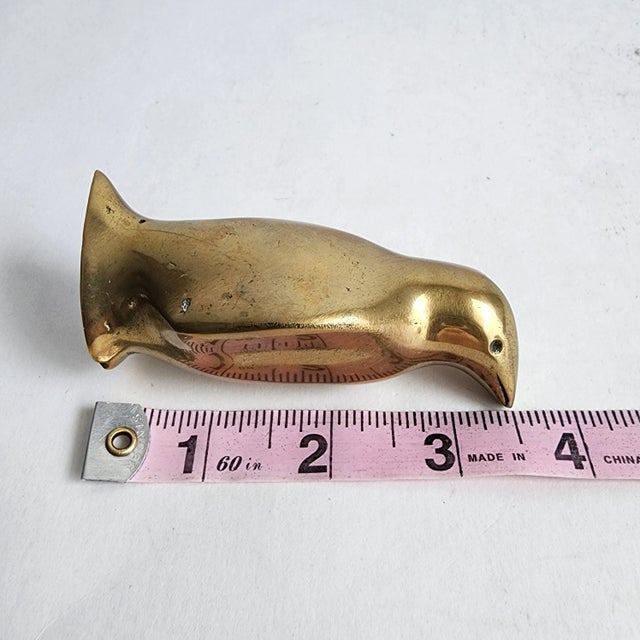 Brass Mid Century Brass Penguin Figurine Vintage 1970s Petite 3.5” Tall For Sale - Image 8 of 11