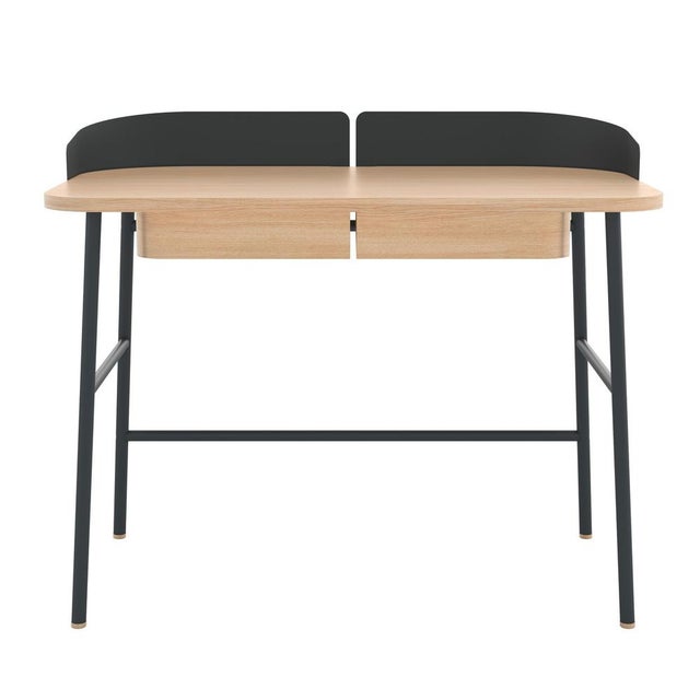 Slate grey metal victor desk natural oak by harto dimensions: w 100 x d 60 x h 81.5 cm. Materials: mdf wood veneer,...