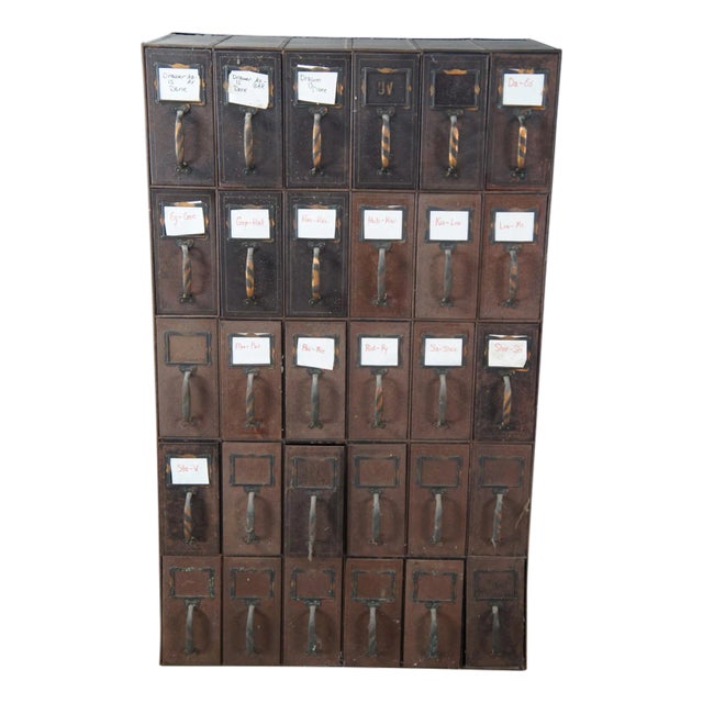 Antique NCR National Cash Register Industrial Iron Steel Index File Cabinet For Sale