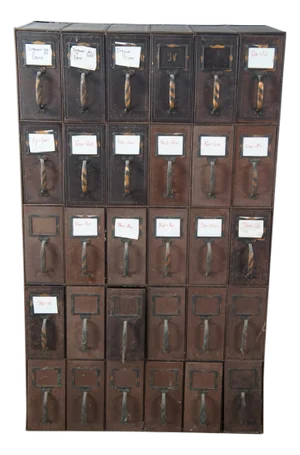 Antique NCR National Cash Register Industrial Iron Steel Index File Cabinet