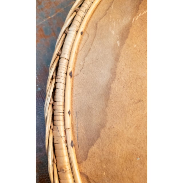 19th or 20th Century French Wicker Serving Tray With Tapestry Fragment of Bird For Sale - Image 16 of 16