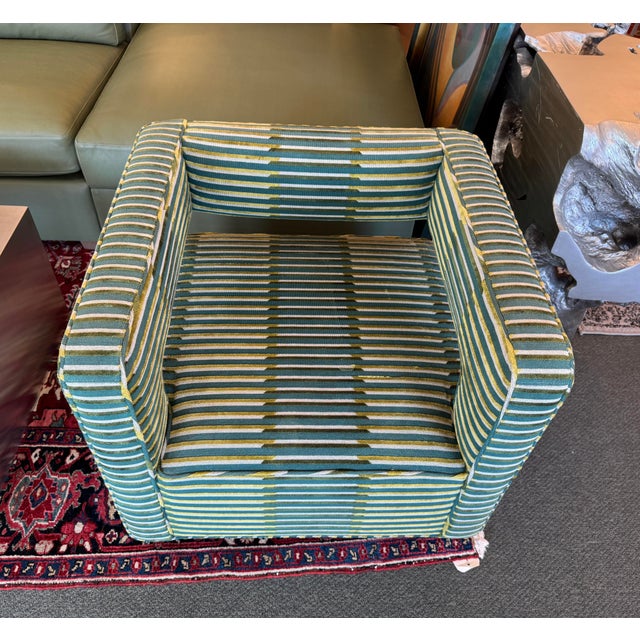 Restoration Hardware Drew Swivel Chair, Custom For Sale - Image 12 of 17