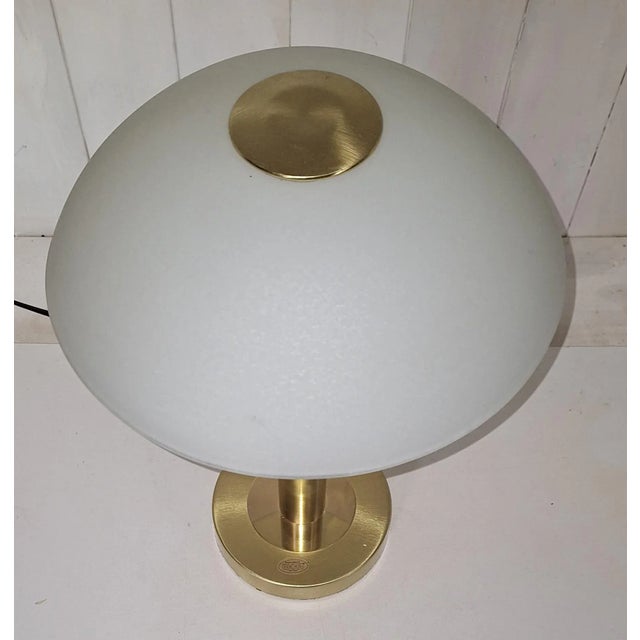 Vintage Table Lamp with Brass-Colored Metal Frame and Frosted Glass Shade from Wofi Leuchten, 2000s For Sale - Image 6 of 8