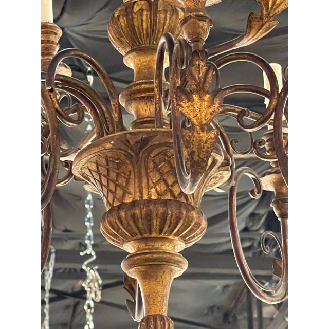 Antique Carved and Giltwood Italian Chandelier For Sale In Dallas - Image 6 of 7
