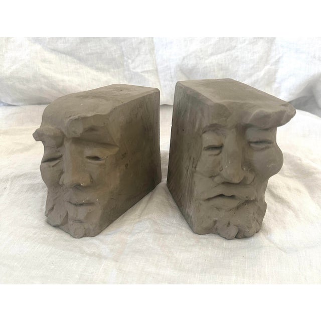 1990s Vintage Pair of Eduardo Strauch Face Bookends For Sale - Image 5 of 6