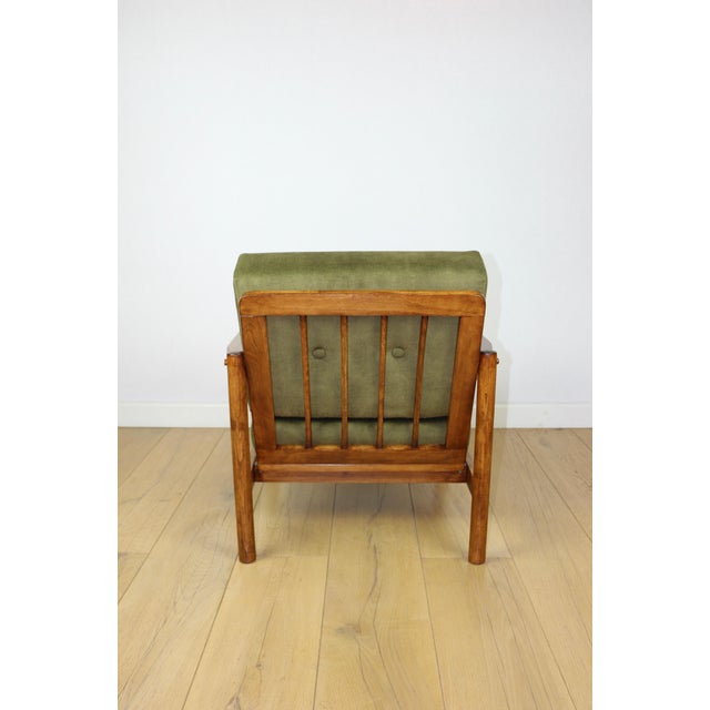 1970s Vintage Wooden Armchair in Yellow-Olive from Z. Baczyk For Sale - Image 5 of 12