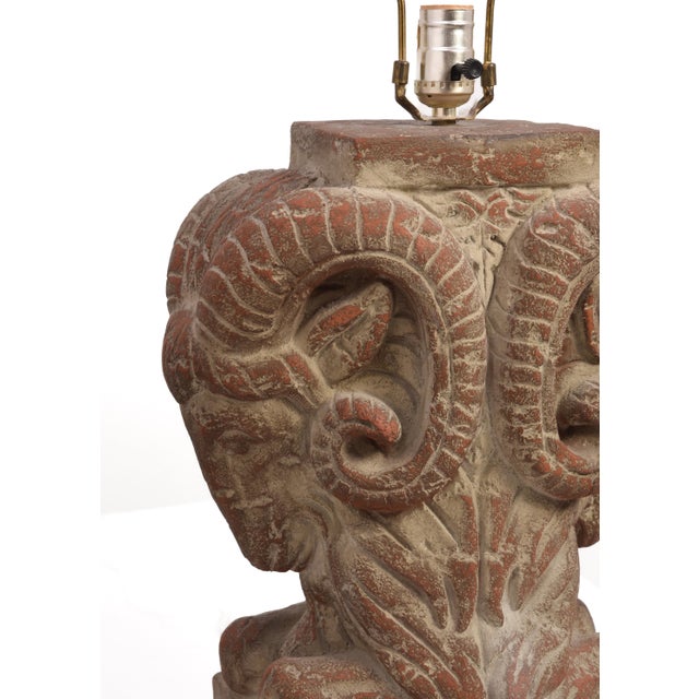 Bon Art 1990s Rams Ibis Ceramic Plaster Table Lamp Hollywood Regency Art Deco Chapman Mario Buatta For Sale - Image 10 of 16