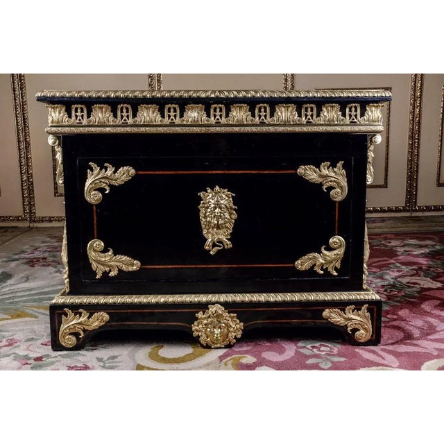 Metal 20th Century French Louis XIV Style Piano-Black Writing Table For Sale - Image 7 of 11