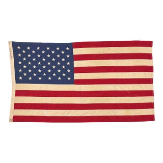 Vintage Cotton Embroidered American Flag For Sale