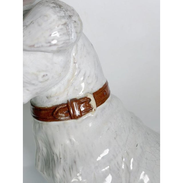 White Glazed Ceramic Dog Sculpture, France, 1970s For Sale - Image 9 of 16