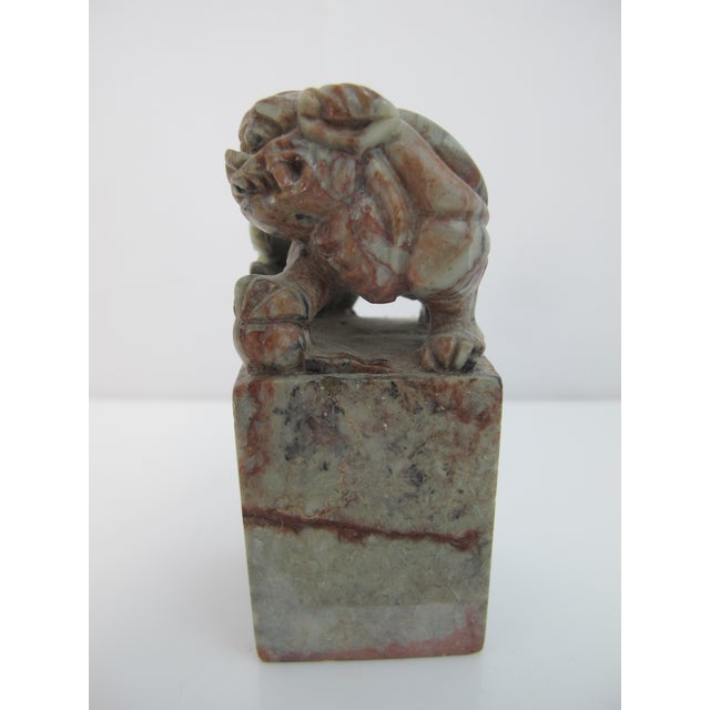 Stone Chinese Foo Dog Carved Soapstone Chop Seal Stamp Sculpture For Sale - Image 7 of 9