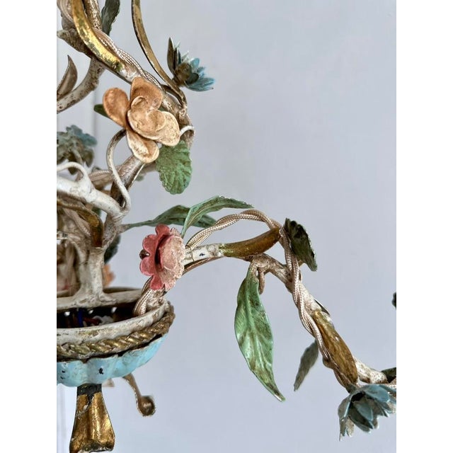 Italian Florentine Tole Chandelier, 1950s For Sale - Image 15 of 18