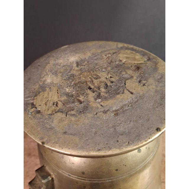 18th C Antique Solid Brass Mortar Pestle Set Heavy 15lb Judaica Apothecary For Sale - Image 12 of 17