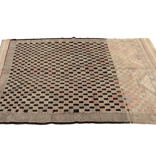 Mid 20th Century Embroidered Vintage Kilim Rug For Sale - Image 4 of 7