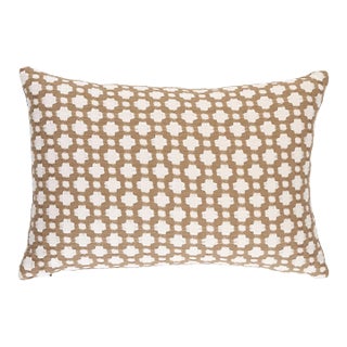 Schumacher x Celerie Kemble Betwixt Pillow 18" x 12" in Biscuit/Ivory For Sale