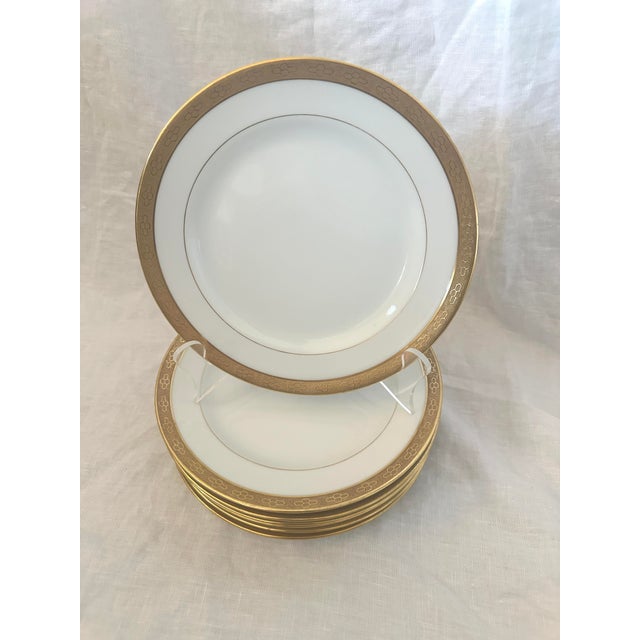 Early 20th Century Vintage C. Ahrenfeldt Limoges 24kt Gold Rim Salad Plates-Set of 7 For Sale - Image 5 of 6