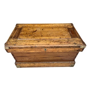 Late 19th Century Primitive Maine Carpenter’s Pine Tool Chest For Sale