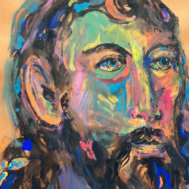 Original approx 12.5 x 19 painting on colored paper signed bottom left Unframed