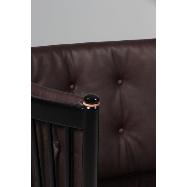 Two-Seat Sofa in Black Beech and Leather by Børge Mogensen for Fritz Hansen For Sale - Image 6 of 9