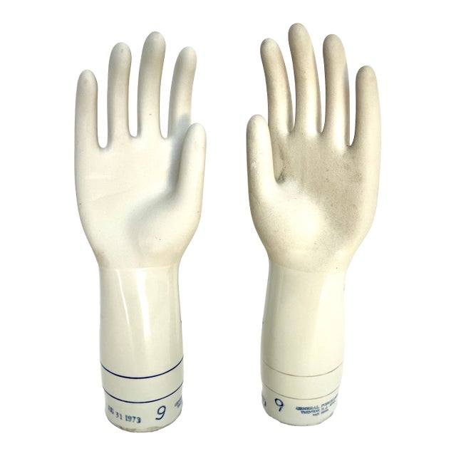 Vintage 1973 Size 9 Porcelain Glove Molds - A Pair For Sale