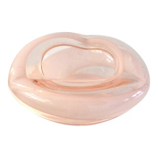 Pink Swirl Art Glass Decorative Bowl For Sale