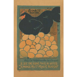 Reproduction Vintage French Chicken WWI Broadside Print For Sale