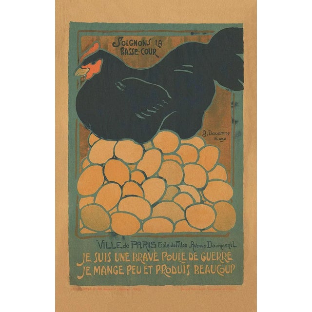 Reproduction Vintage French Chicken WWI Broadside Print For Sale
