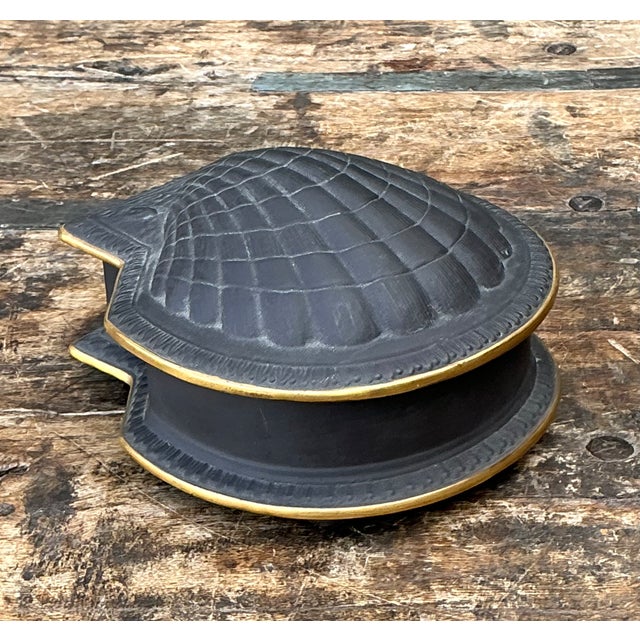 Vintage Italian Black Porcelain Shell Box For Sale In West Palm - Image 6 of 12