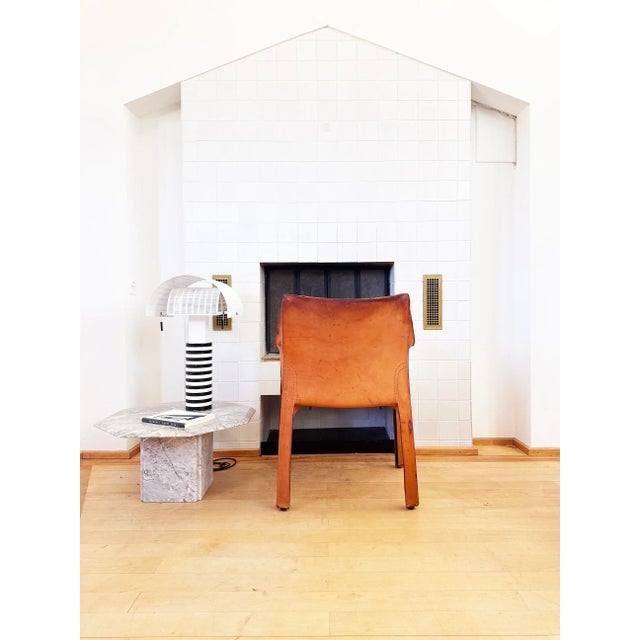 1970s Original Cognac Natural Brown Leather Cassina Cab 413 Armchair Mario Bellini (4 Available) For Sale - Image 6 of 10