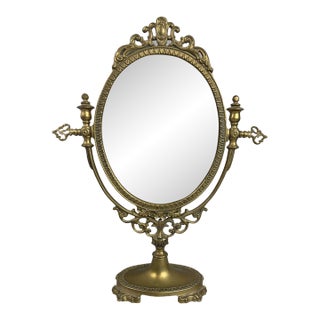 1920s Brass Tilt-Top Vanity Mirror For Sale