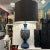 Blue ceramic openwork lamp with custom black shade. The top and bottom light sources work together as well as...