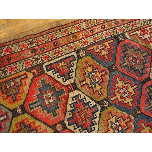 1880s Red Geometric Tribal Antique Persian Bijar Rug 4'4" X 8'4" Handknotted Wool Carpet For Sale In New York - Image 6 of 6