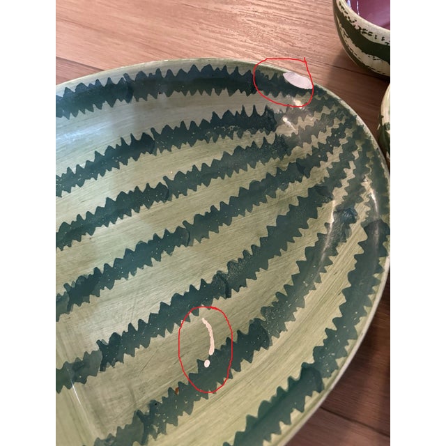Vintage Watermelon Design Ceramic Serving Bowls and Tray-Set of 6 For Sale In Phoenix - Image 6 of 10