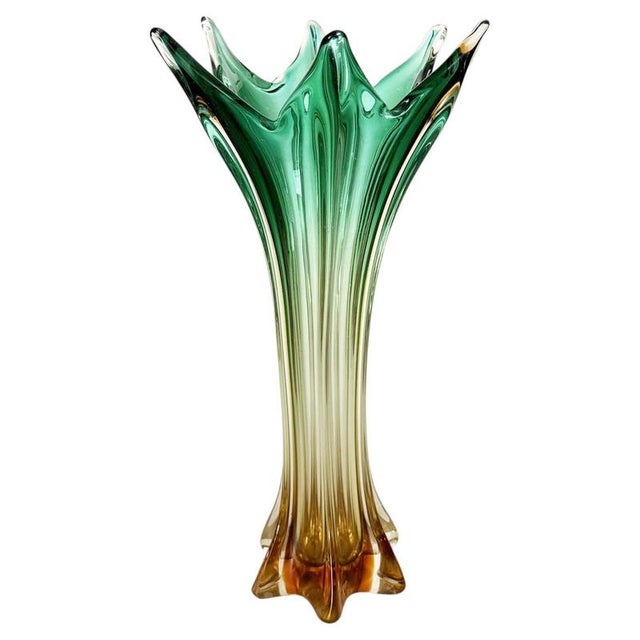 Large Italian Green and Transparent Vase, Italy, 1950 For Sale - Image 12 of 12