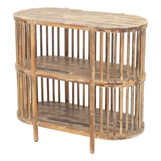 Mid-Century Modern Style Two-Tier Wood Console Table For Sale