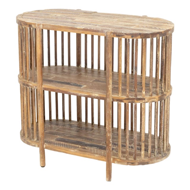 Mid-Century Modern Style Two-Tier Wood Console Table For Sale